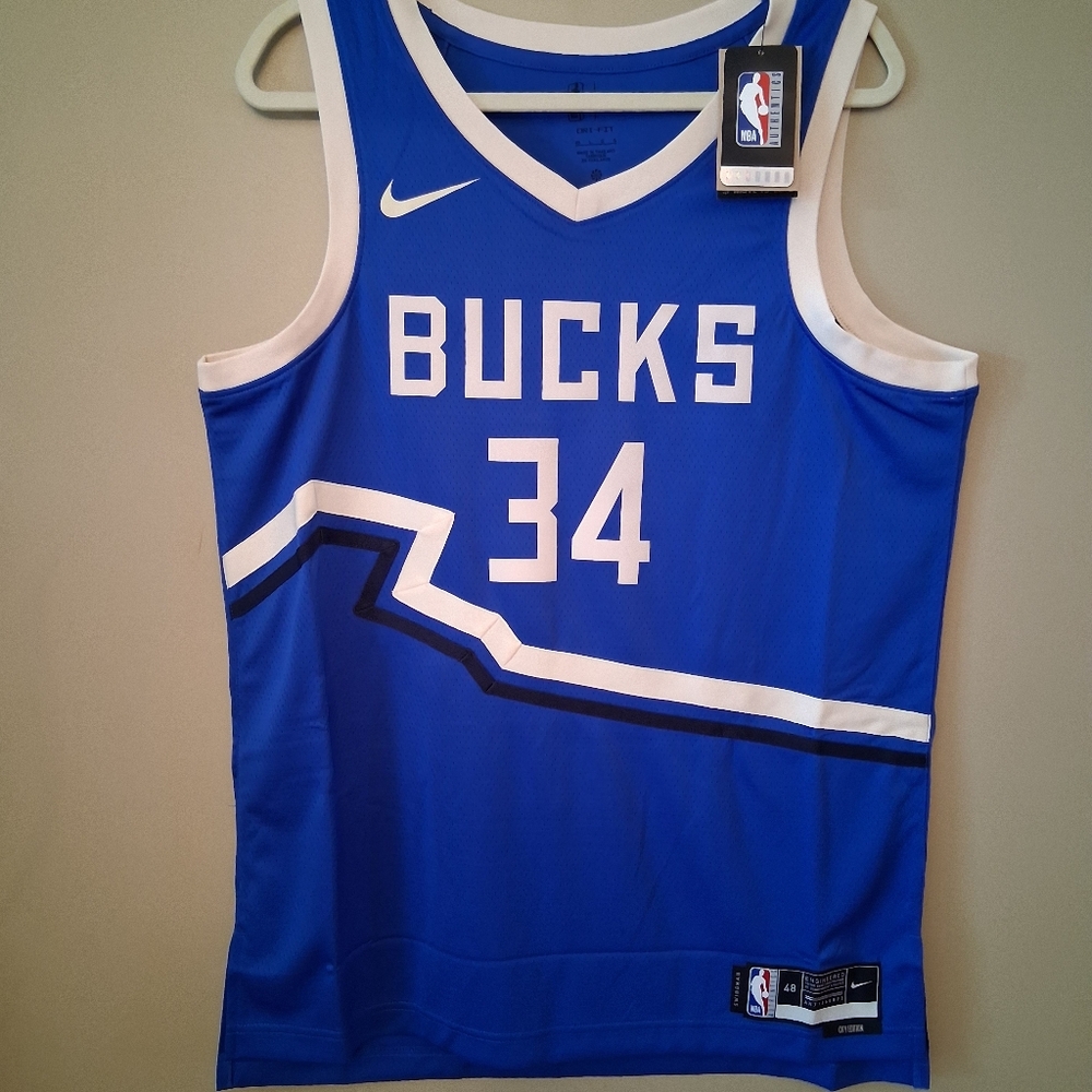 Nike Blue Milwaukee Bucks #34  Basketball Jersey